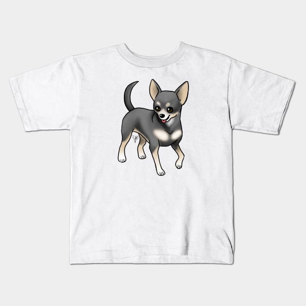 Dog - Chihuahua - Short Haired - Black and Tan Kids T-Shirt by Jen's Dogs Custom Gifts and Designs